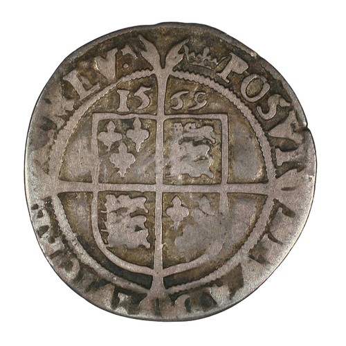 19 - Elizabeth I, Sixpence. 1569. Third/fourth issue with rose and date. Intermideiate bust 4b with ear s... 