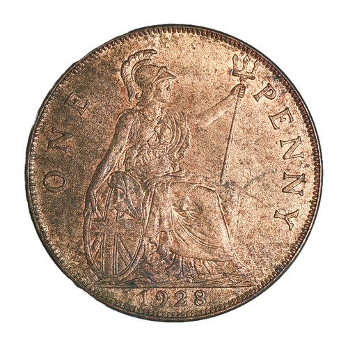 215 - George V, Penny. 1928. Lovely full lustre on obverse and 75% on reverse. UNC (S4055)