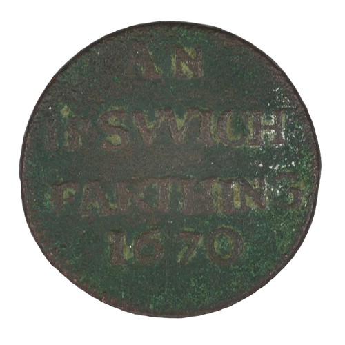 42 - 1670 Ipswich Token. 17th Century Token from Ipswich, Suffolk. Town farthing with arms of Ipswich wit... 