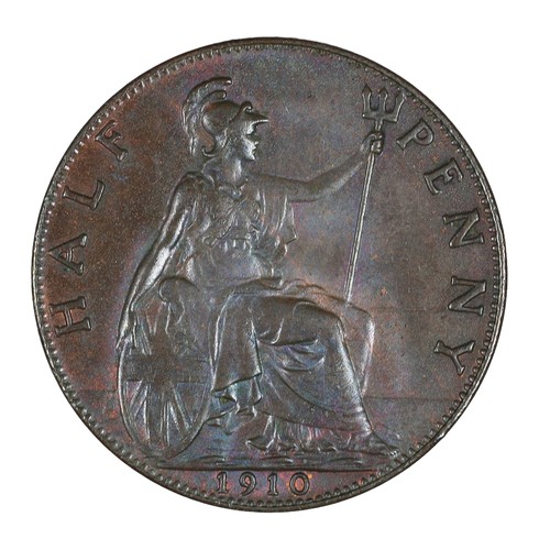 205 - Edward VII, Half Penny. 1910. Some nice tone and a little lustre. GEF/AUNC (S3991)