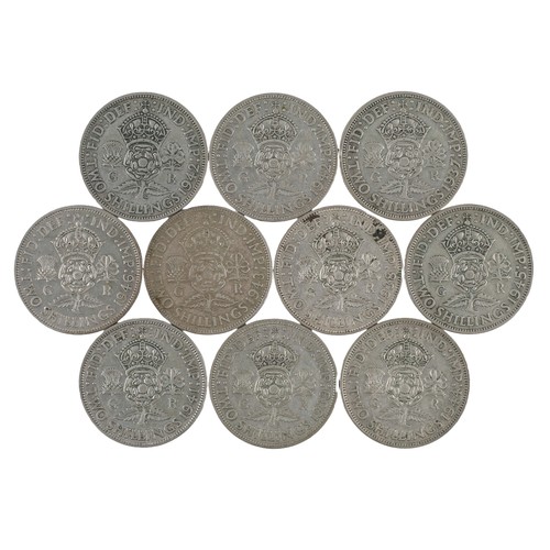 223 - George VI, 10 x Florins. 937, 1938, 1939, 1941,1942 (2), 1943, 1944, 1945, 1946 (S4081) (10)