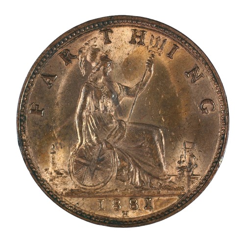 201 - Victoria, Farthing. 1881 H below date (struck by Ralph Heaton & Sons, Birmingham). A/Unc with good l... 