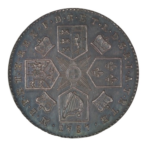 65 - George III, 1787, Pattern Sixpence. Plain Edge. Stunning colouring and tone. Slabbed by NGC as PF63.... 