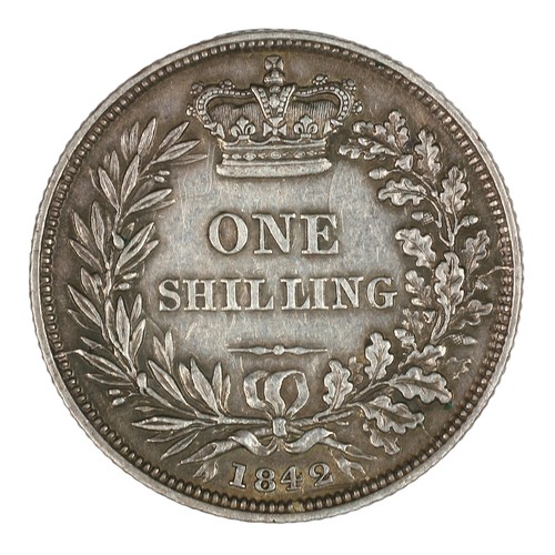 140 - Victoria, Shilling. 1842. Second head with no initials on trunk. VF (S3904)