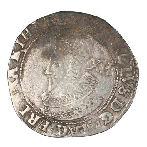 40 - Charles I, Shilling. Tower mint. mm. lis. Bust 2 with larger crown, outer arch only jewelled. Nice c... 