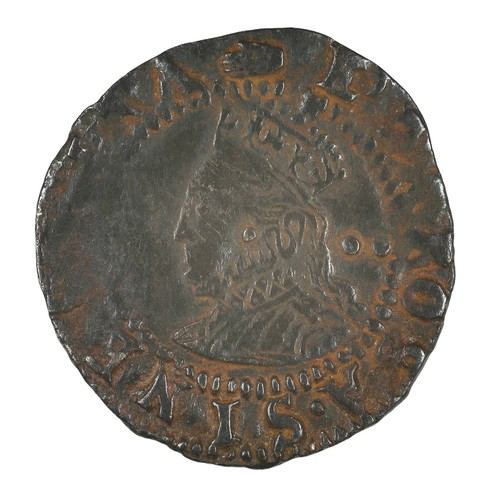 27 - Elizabeth I, Half Groat. Sixth issue. mm hand. Without rose or date. Two pellets behind bust AVF wit... 