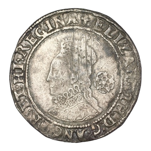 16 - Elizabeth I, Sixpence. 1580. mm. Latin cross. Fifth issue larger bust. GF with a weakness on shield.... 