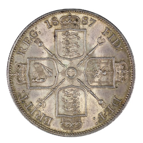 122 - Victoria, Double Florin, 1887. Arabic 1 in date. Lovely clean EF (S3923)