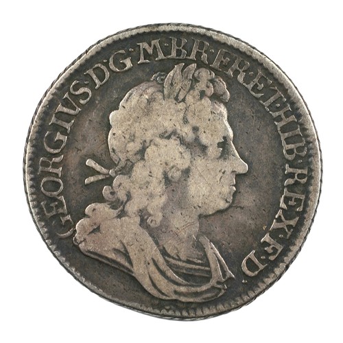 46 - George I, Shilling. 1720. First bust with roses and plumes in angles. Scarce. Fine (S3645)