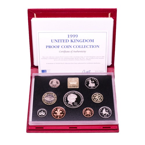 230 - Elizabeth II Proof Coin Collection. 1999. Includes commemorative £2 coin celebrating Rugby World Cup... 