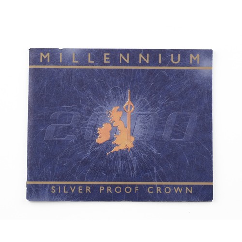 227 - Elizabeth II Silver Proof Crown Set. 1999 & 2000. Millennium. 2000 crown same design as 1999 but wit... 