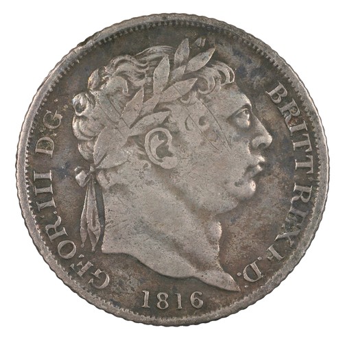 64 - George III, Sixpence. 1816. Some nice toning F (S3791)