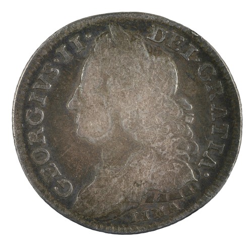 51 - George II, Sixpence. 1746. Lima Portrait VG but reverse better (S3710A)