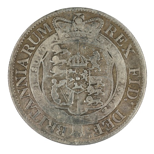 57 - George III, Half Crown. 1818. Clear portrait outline but no hair detail. VG/NF (S3789)