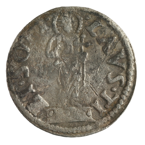 32 - Venetian Soldino. Type 3 with Doge holding banner and kneeling before St Mark on obv. Standing figur... 