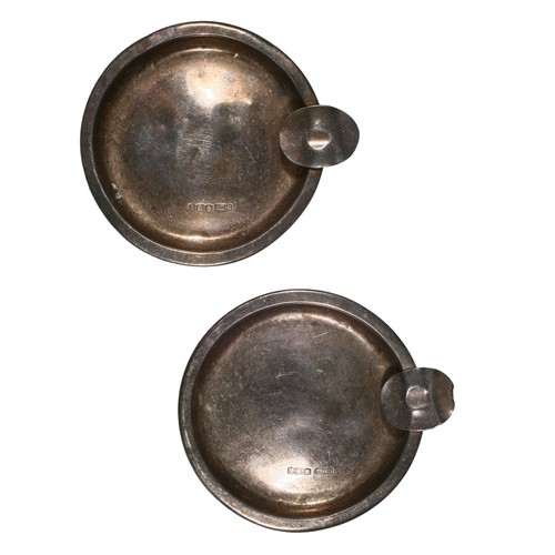 59 - Two Small Silver Ashtrays. Hallmarked and stamped 'Gladwin Ltd Sheffield'. Approx 43g total weight.