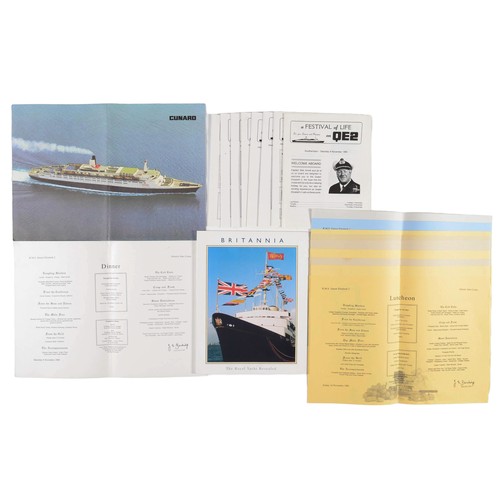 40 - Collection of Ephemera containing:
'Britannia The Royal Yacht Revealed' book
Selection of menus from... 