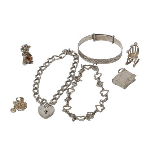 52 - Selection of Silver and White Metal Jewellery - includes a silver bracelet (marked) a silver child's... 