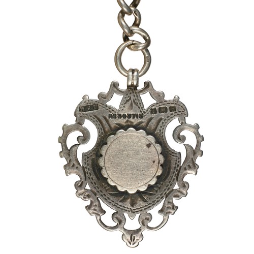 117 - Silver Double Albert Pocket Watch Chain with Fob. W.J.D maker's mark. Birmingham 1904/05.