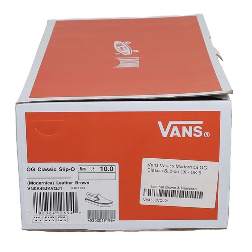 160 - Vans Vault OG Classic Slip-on. Modernica Leather Brown and Hawaiian. UK size 9. Brand new and boxed.