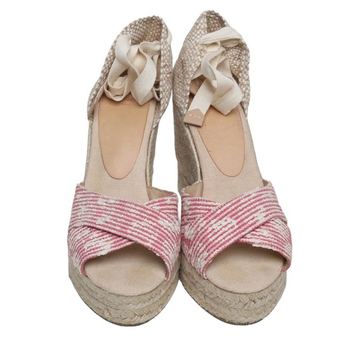 167 - Castener Briana Wedges. Red stripe. UK size 6.5/EU 40. Pre-loved, very good condition.