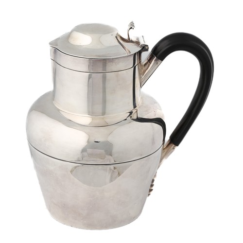 48 - Atkin Brothers Water Jug. Marked Sheffield 1907. Contemporary design with hinged lid. Approx. 490g.