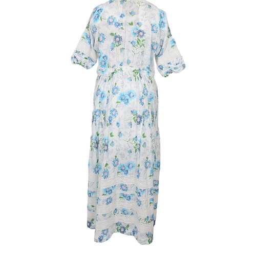 151 - Love Shack Fancy Maxi Dress. Size XXL. White with blue flowery print. Pre-loved, very good condition