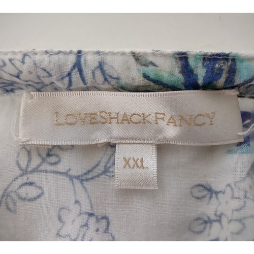 151 - Love Shack Fancy Maxi Dress. Size XXL. White with blue flowery print. Pre-loved, very good condition