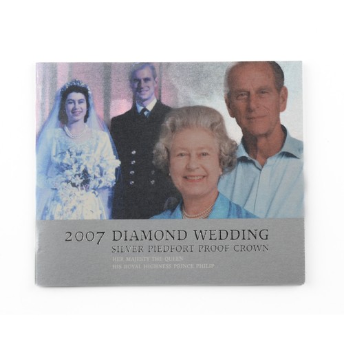 190 - Elizabeth II Silver Proof Crown. 2007.Elizabeth II and Prince Philip's Diamond Wedding. (S4562) FDC.