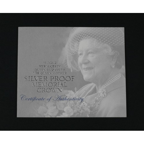 191 - Elizabeth II Silver Proof Memorial Crown. 2002. Queen Elizabeth The Queen Mother, 1900 - 2002. FDC.