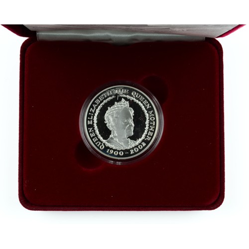 191 - Elizabeth II Silver Proof Memorial Crown. 2002. Queen Elizabeth The Queen Mother, 1900 - 2002. FDC.