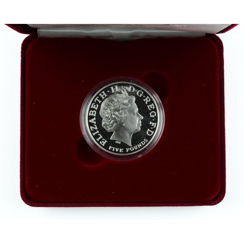 191 - Elizabeth II Silver Proof Memorial Crown. 2002. Queen Elizabeth The Queen Mother, 1900 - 2002. FDC.