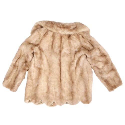 96 - Vintage Fur Coat with Scalloped Edge to Hem. Light brown. No labels but approx. size 8-10.