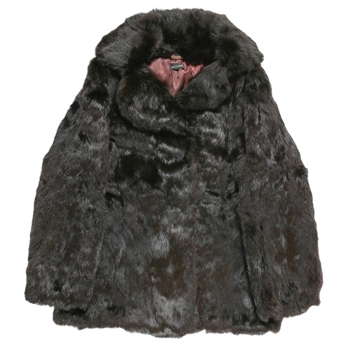 97 - Vintage Coney Fur Coat. Dark Brown. Size 12. Tear under left armpit - please see photos.