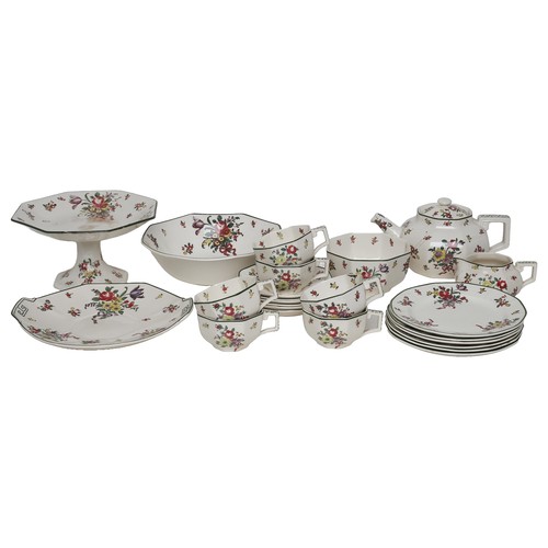 78 - Royal Doulton Old Leeds Spray Tea Set. 24 pieces.