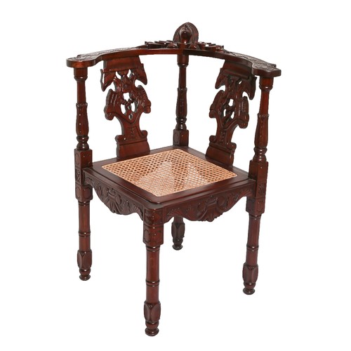 79 - Wood and Bergere Corner Chair. Approx. 91cm high by 70cm wide.