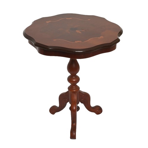 93 - Small Occasional/Side Table. Lacquered, Patterned Top. Approximately 62cm high.