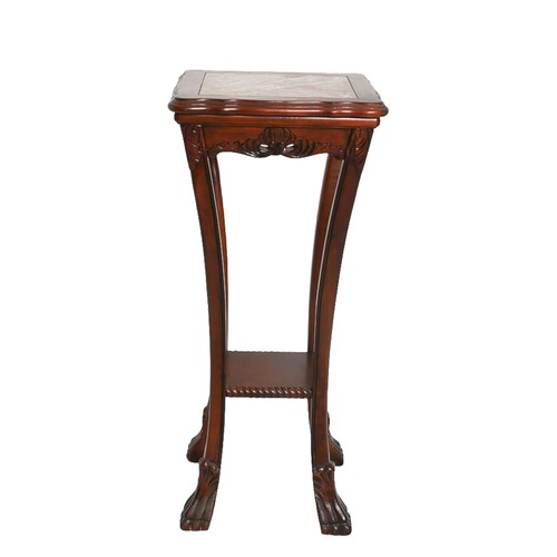 94 - Tall Wooden Plant Stand with Inset Marble Top. 94cm high by 42cm wide/deep.