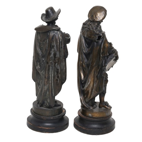 30 - A Pair of Spelter Figures: Rubens and Rembrandt. Standing approximately 44cm high. Damage to Rembran... 