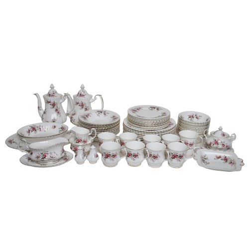 65 - Large Quantity of Royal Albert Lavender Rose Dinner and Coffee Set. 63 pieces.