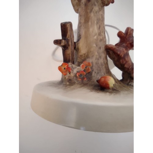 86 - Hummel Lamp. Boy in Tree. Untested. Repaired break to fence and small chip to base.