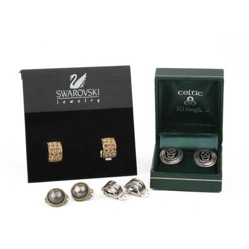 84 - Collection of Four Pairs of Clip Earrings:
1 - Celtic design - stamped 925. Boxed
2 - Small round ea... 