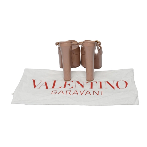 79 - Valentino Garavani Platform Open-toe Heels. Nude pink in colour, Size 40.