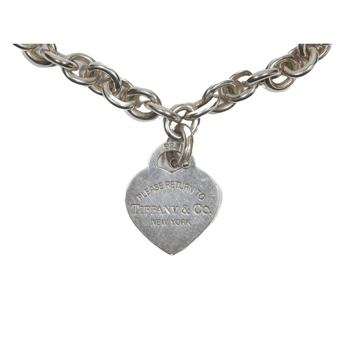 120 - Silver Tiffany Necklace/Chain with Heart Pendant. Stamped 925 - 61g weight. Chain length from closed... 