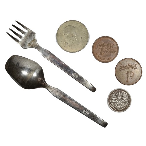 20 - Mixed Lot Including a Silver-Plated Paddington Children's Fork and Spoon by Falstaff, 2 coins and 2 ... 