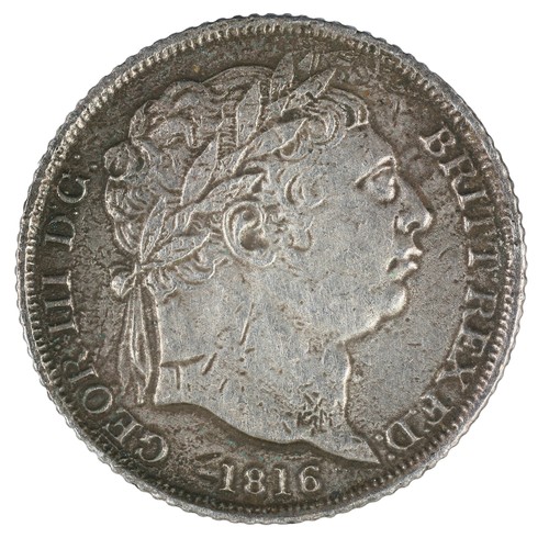 22 - George II, Sixpence. 1816. Lima Portrait VG but reverse better (S3710A)