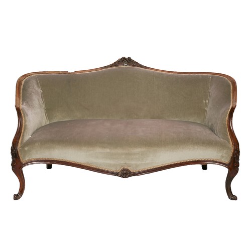 11 - Victorian Chaise longue Settee. Olive green upholstery and mahogany frame. Approx. 181cm long by 83.... 