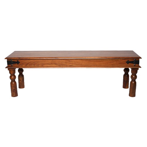 12 - Wooden Bench. Approximately 144.5cm long by 40cm deep and 46cm high. Collection only.