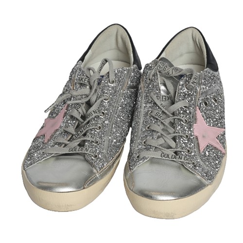 60 - Golden Goose Super-Star Sparkly Lace-Up Pumps. Size 40. Pre-loved, used condition but lots of life s... 