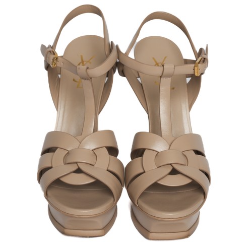 66 - Yves Saint Laurent Platform Stiletto Sandals in Nude. Size 40. Some light use can be seen to the sol... 